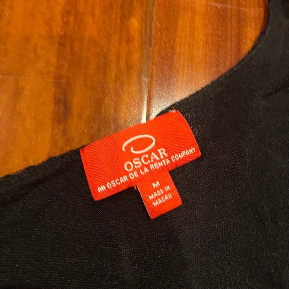 Oscar de la Renta Y2K Top Black‎ Lace V-Neck Sleeveless Cap Sleeve Size Medium - Picture 2 of 8